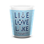 Live Love Lake Ceramic Shot Glass - 1.5 oz - White - Set of 4 (Personalized)