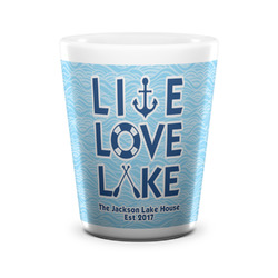 Live Love Lake Ceramic Shot Glass - 1.5 oz - White - Set of 4 (Personalized)