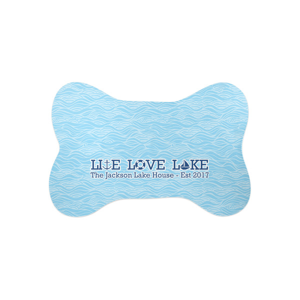 Custom Live Love Lake Bone Shaped Dog Food Mat (Small) (Personalized)