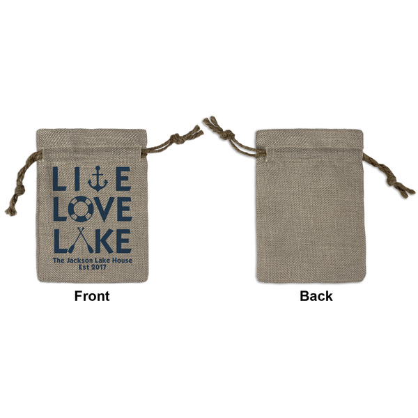 Live Love Lake Small Burlap Gift Bag - Front Approval