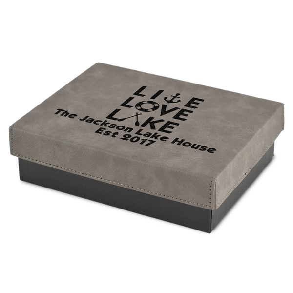 Custom Live Love Lake Small Gift Box w/ Engraved Leather Lid (Personalized)
