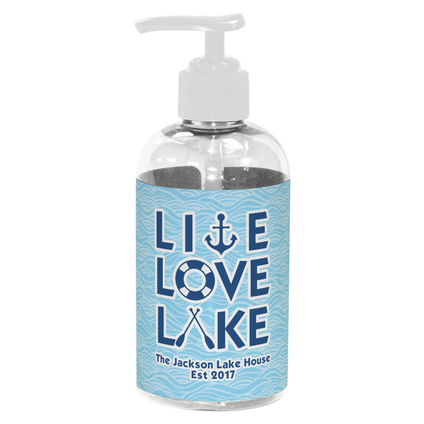 Custom Live Love Lake Plastic Soap / Lotion Dispenser (8 oz - Small - White) (Personalized)