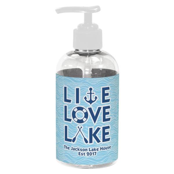 Custom Live Love Lake Plastic Soap / Lotion Dispenser (8 oz - Small - White) (Personalized)