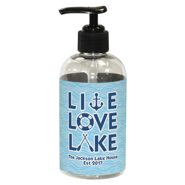 Custom Live Love Lake Plastic Soap / Lotion Dispenser (8 oz - Small - Black) (Personalized)