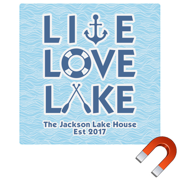 Custom Live Love Lake Square Car Magnet - 10" (Personalized)