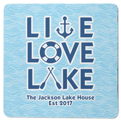 Live Love Lake Square Rubber Backed Coaster (Personalized)