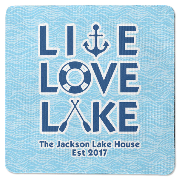 Custom Live Love Lake Square Rubber Backed Coaster (Personalized)