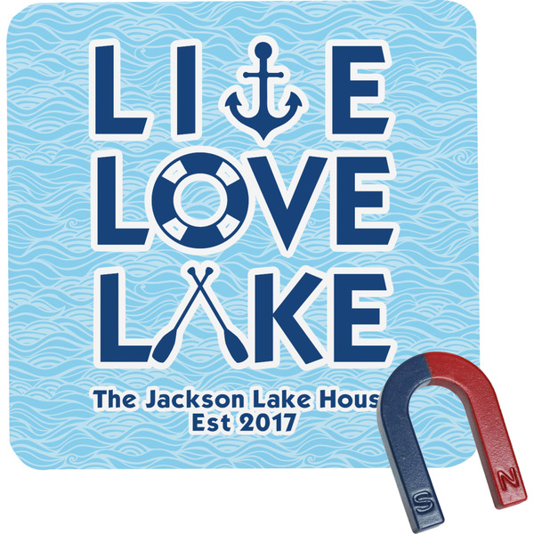 Custom Live Love Lake Square Fridge Magnet (Personalized)