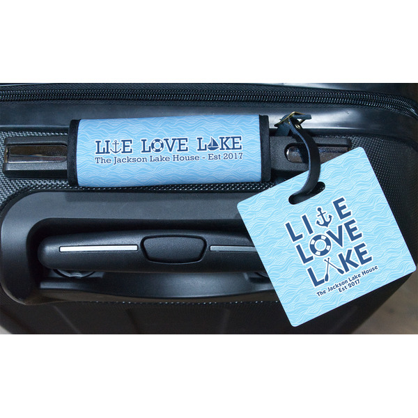 Live Love Lake Square Luggage Tag & Handle Wrap - In Context