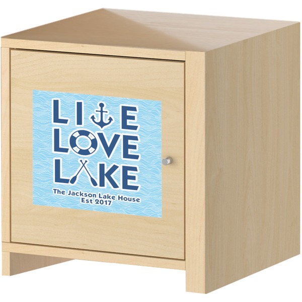 Live Love Lake Square Wall Decal on Wooden Cabinet