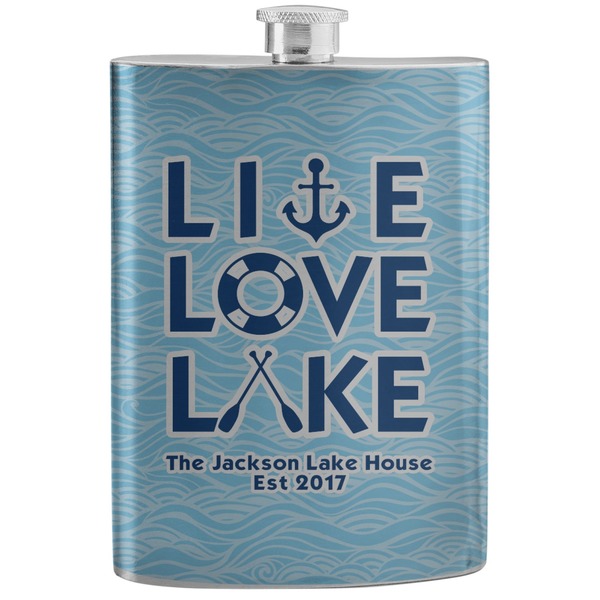 Custom Live Love Lake Stainless Steel Flask (Personalized)