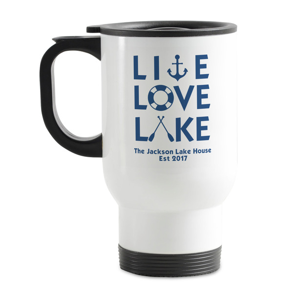 Custom Live Love Lake Stainless Steel Travel Mug with Handle