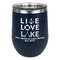Live Love Lake Stainless Wine Tumblers - Navy - Single Sided - Front