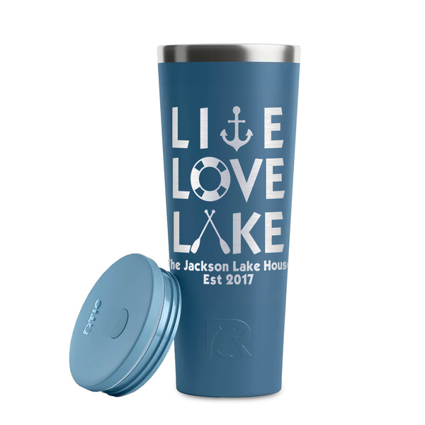 Live Love Lake Steel Blue RTIC Everyday Tumbler - 28 oz. - Lid Off