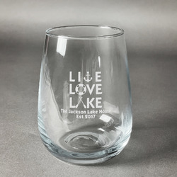 Live Love Lake Stemless Wine Glass - Engraved (Personalized)