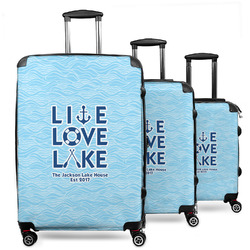 Live Love Lake 3 Piece Luggage Set - 20" Carry On, 24" Medium Checked, 28" Large Checked (Personalized)