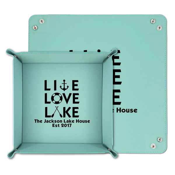 Live Love Lake Teal Faux Leather Valet Trays - PARENT MAIN