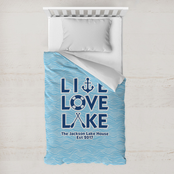 Custom Live Love Lake Toddler Duvet Cover w/ Name or Text