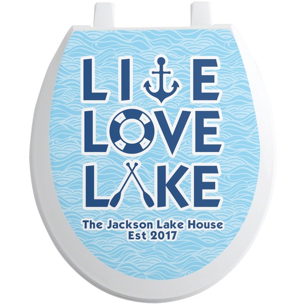 Custom Live Love Lake Toilet Seat Decal - Round (Personalized)