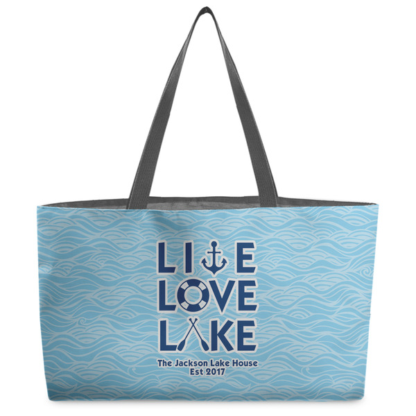 Custom Live Love Lake Beach Totes Bag - w/ Black Handles (Personalized)