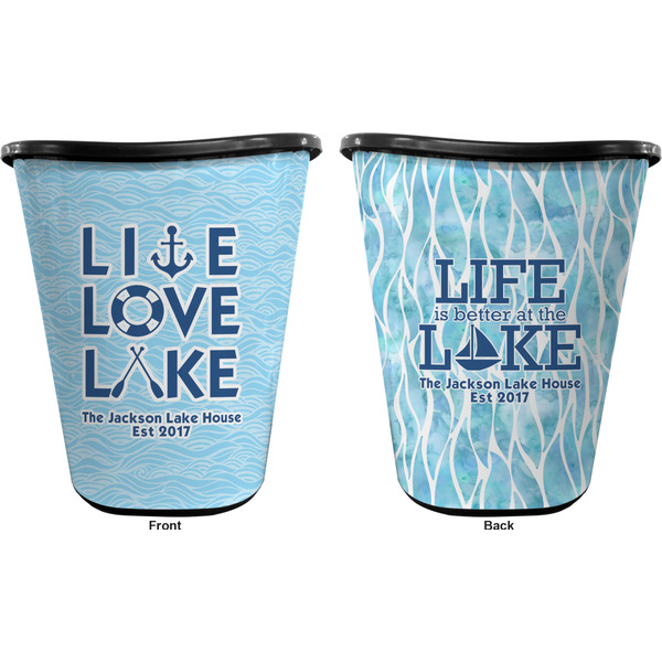 Live Love Lake Trash Can Black - Front and Back - Apvl