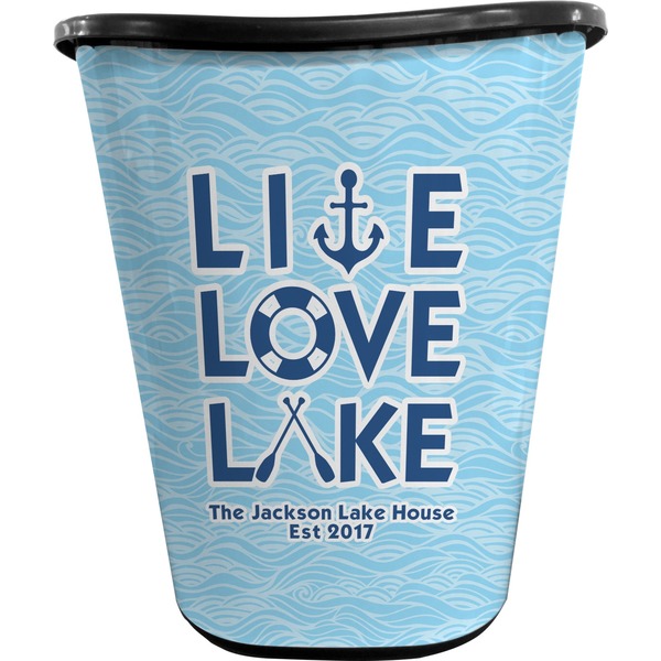 Custom Live Love Lake Waste Basket - Single Sided (Black) (Personalized)
