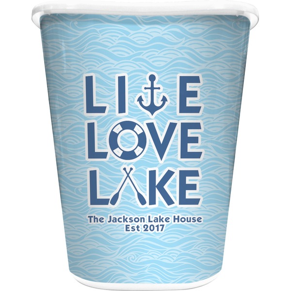 Custom Live Love Lake Waste Basket - Double Sided (White) (Personalized)