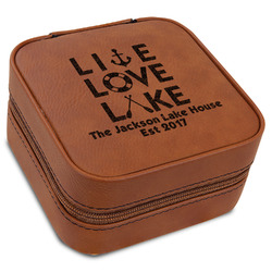 Live Love Lake Travel Jewelry Box - Rawhide Leather (Personalized)