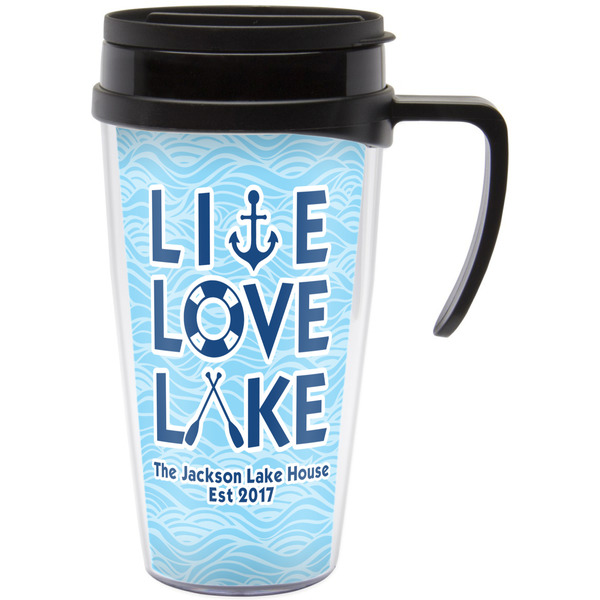 Custom Live Love Lake Acrylic Travel Mug with Handle (Personalized)