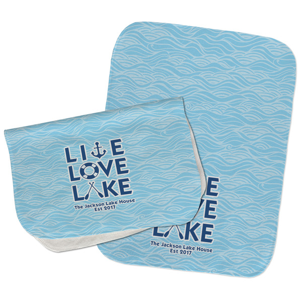 Custom Live Love Lake Burp Cloths - Fleece - Set of 2 w/ Name or Text