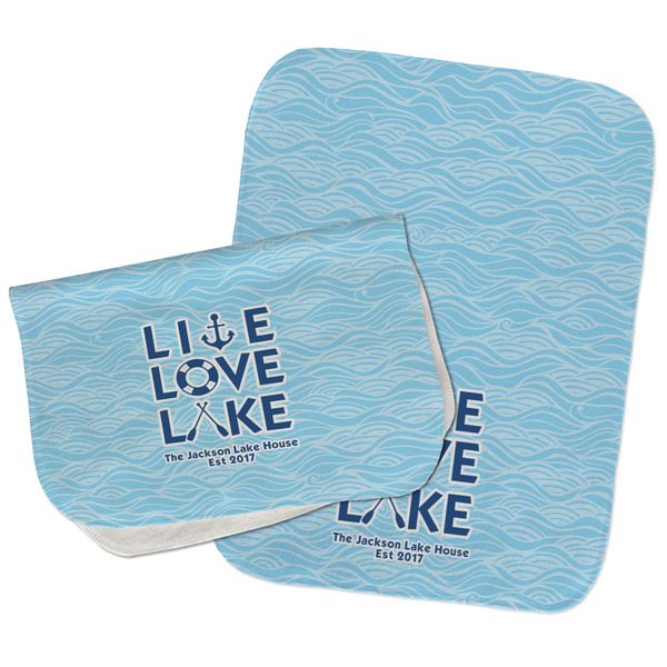 Live Love Lake Two Rectangle Burp Cloths - Open & Folded
