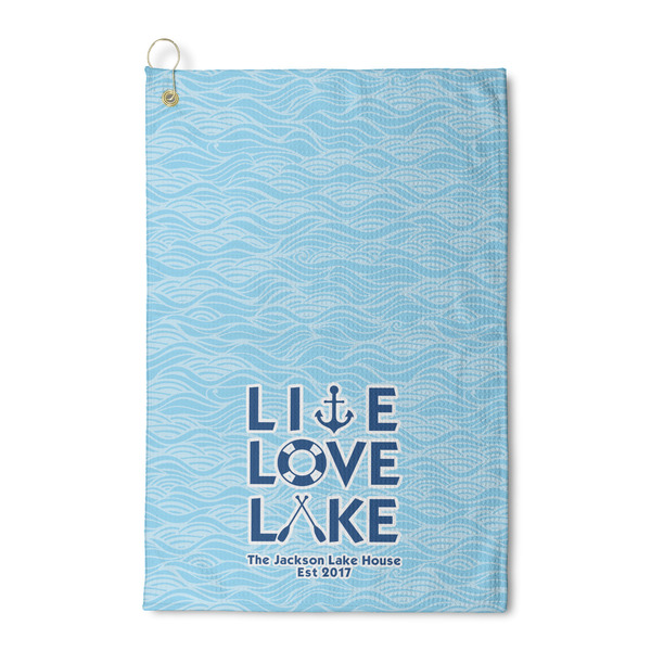Custom Live Love Lake Waffle Weave Golf Towel (Personalized)