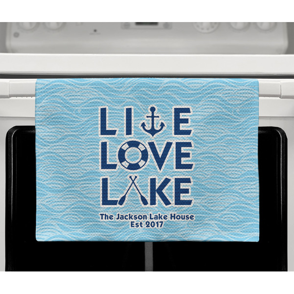 Live Love Lake Waffle Weave Towel - Full Color Print - Lifestyle2 Image