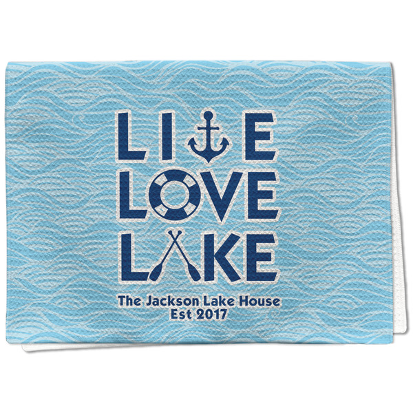 Custom Live Love Lake Kitchen Towel - Waffle Weave - Full Color Print (Personalized)