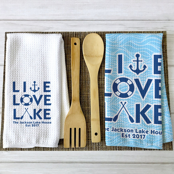 Live Love Lake Waffle Weave Towels - 2 Print Styles