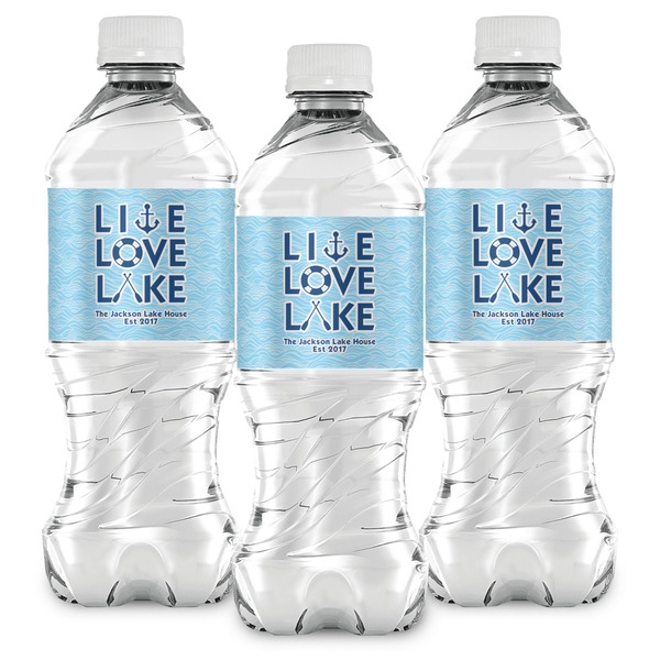 Live Love Lake Water Bottle Labels - Front View
