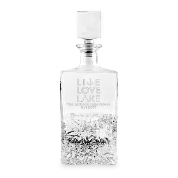 Custom Live Love Lake Whiskey Decanter - 26 oz Rectangle (Personalized)