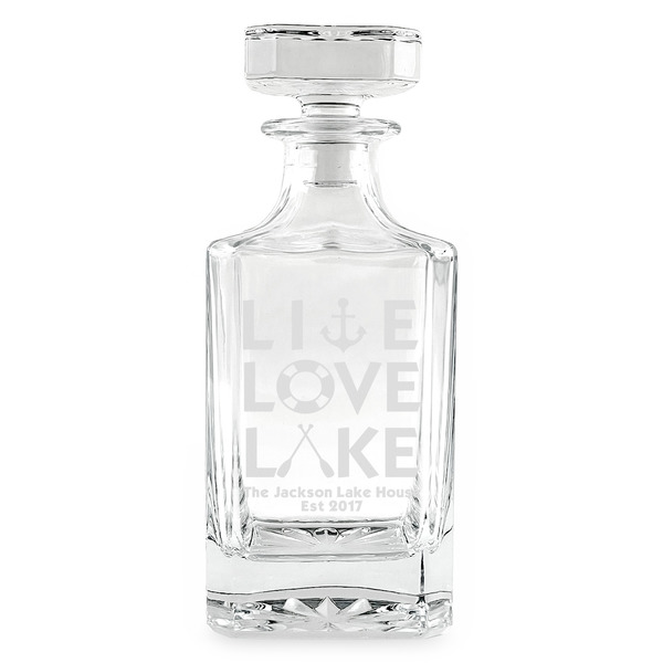 Custom Live Love Lake Whiskey Decanter - 26 oz Square (Personalized)