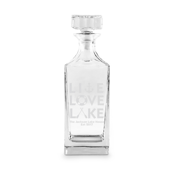 Custom Live Love Lake Whiskey Decanter - 30 oz Square (Personalized)