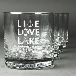Live Love Lake Whiskey Glasses (Set of 4) (Personalized)