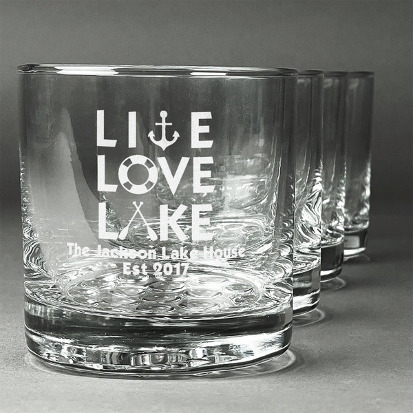 Custom Live Love Lake Whiskey Glasses (Set of 4) (Personalized)
