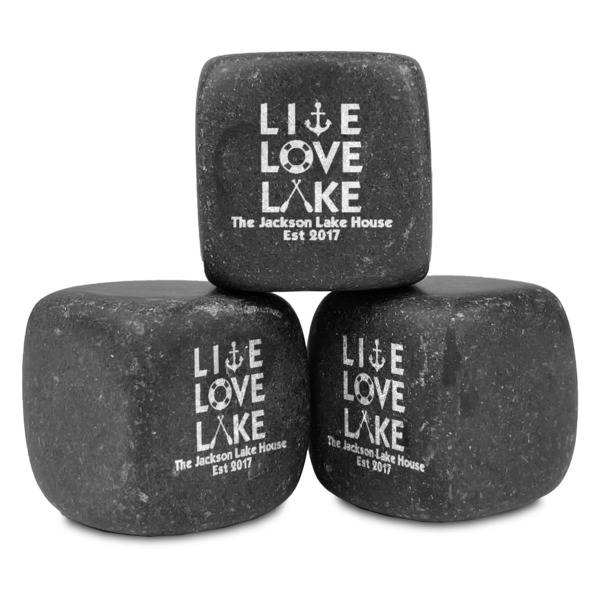 Custom Live Love Lake Whiskey Stone Set - Set of 3 (Personalized)