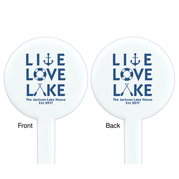 Live Love Lake White Plastic 7" Stir Stick - Double Sided - Round - Front & Back