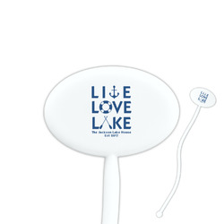 Live Love Lake 7" Oval Plastic Stir Sticks - White - Single Sided (Personalized)