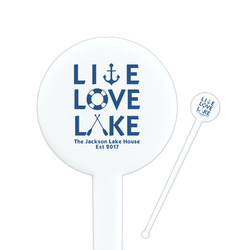 Live Love Lake 7" Round Plastic Stir Sticks - White - Double Sided (Personalized)
