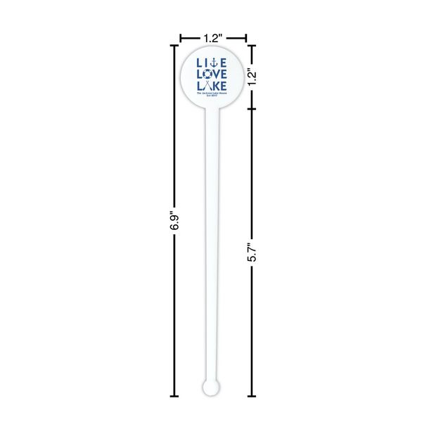Live Love Lake White Plastic 7" Stir Stick - Round - Dimensions