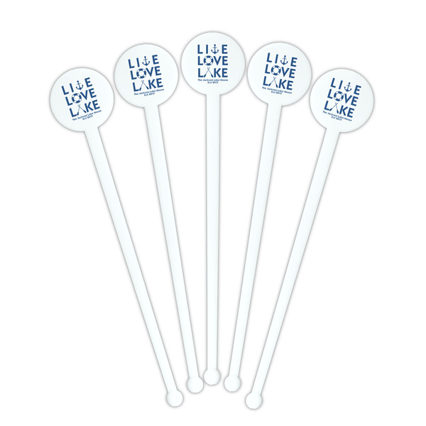 Live Love Lake White Plastic 7" Stir Stick - Round - Fan View