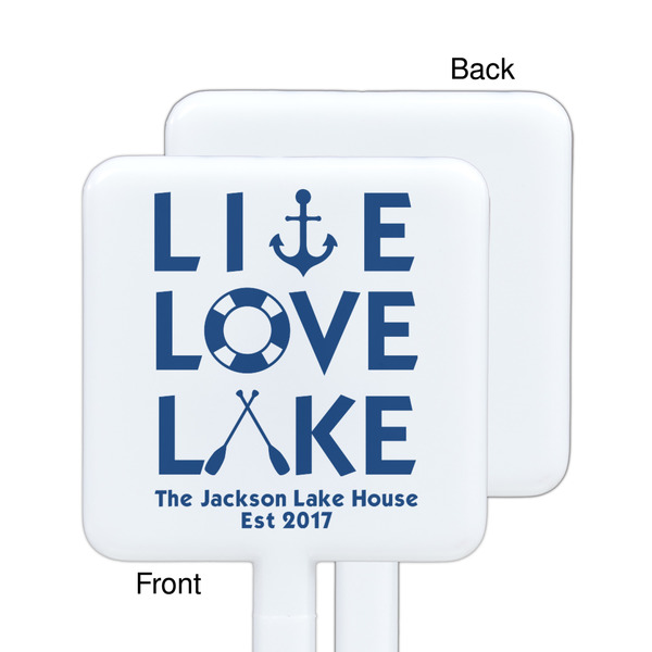 Live Love Lake White Plastic Stir Stick - Single Sided - Square - Approval
