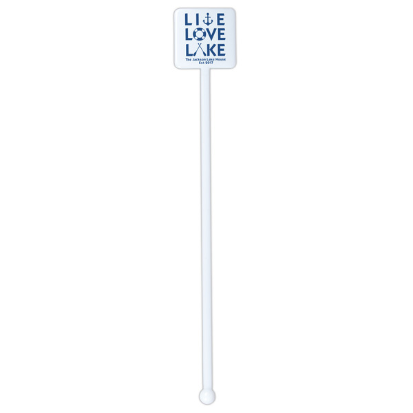 Live Love Lake White Plastic Stir Stick - Single Sided - Square - Single Stick