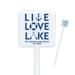 Live Love Lake Square Plastic Stir Sticks - Single Sided (Personalized)
